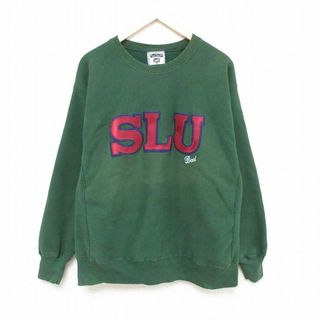 リー(Lee)のXL★古着 リー Lee 長袖 スウェット メンズ 90年代 90s SLU 大きいサイズ クルーネック USA製 緑 グリーン 【spe】 24apr18 中古 スエット トレーナー トップス(パーカー)