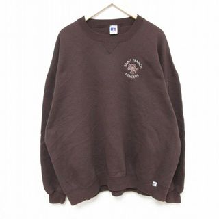 XL★古着 ラッセル 長袖 スウェット メンズ 90年代 90s セイントフランシス ランサーズ 大きいサイズ クルーネック USA製 茶 ブラウン 24apr18 中古 スエット トレーナー トップス(パーカー)