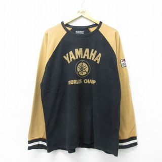 ラッキーブランド(Lucky Brand)のXL★古着 ラッキーブランド Lucky Brand 長袖 Tシャツ メンズ ヤマハ 大きいサイズ ラグラン クルーネック 黒他 ブラック 24apr18 中古(Tシャツ/カットソー(半袖/袖なし))