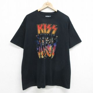 XL★古着 半袖 ロック バンド Tシャツ メンズ キッス KISS 大きいサイズ コットン クルーネック 黒 ブラック 24apr18 中古(Tシャツ/カットソー(半袖/袖なし))