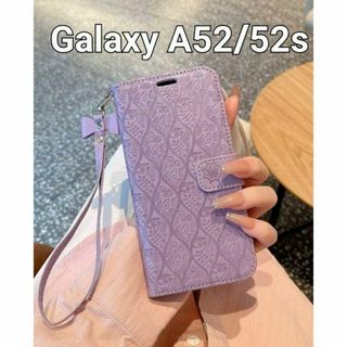 Galaxya52ケース　ペイズリー　手帳型　ストラップ付　手帳ケース(Androidケース)