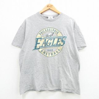 XL★古着 半袖 ビンテージ Tシャツ メンズ 00年代 00s NFL フィラデルフィアイーグルス クルーネック グレー 霜降り アメフト スーパーボウル 24apr18 中古