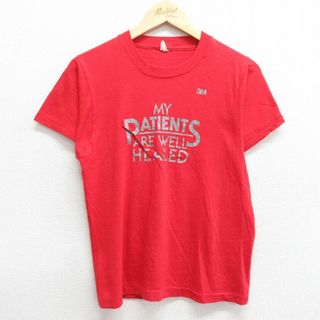 スクリーンスターズ(SCREEN STARS)のS★古着 スクリーンスターズ 半袖 ビンテージ Tシャツ メンズ 80年代 80s FUNRUN ダラス クルーネック USA製 赤 レッド 24apr18 中古(Tシャツ/カットソー(半袖/袖なし))