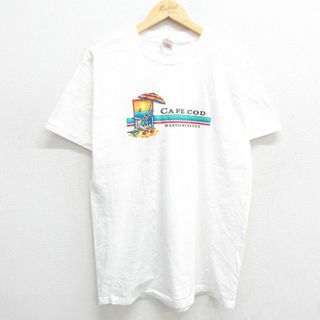 フルーツオブザルーム(FRUIT OF THE LOOM)のL★古着 フルーツオブザルーム 半袖 ビンテージ Tシャツ メンズ 00年代 00s ケープコッド 海 コットン クルーネック 白 ホワイト 24apr18 中古(Tシャツ/カットソー(半袖/袖なし))