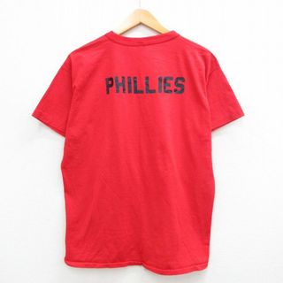 XL★古着 ラッセル 半袖 ビンテージ Tシャツ メンズ 80年代 80s PHILLIES クルーネック USA製 赤 レッド 24apr18 中古(Tシャツ/カットソー(半袖/袖なし))