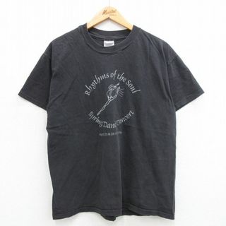 ヘインズ(Hanes)のL★古着 ヘインズ Hanes 半袖 ビンテージ Tシャツ メンズ 00年代 00s Dance Concert コットン クルーネック USA製 黒 ブラック 24apr18 中古(Tシャツ/カットソー(半袖/袖なし))