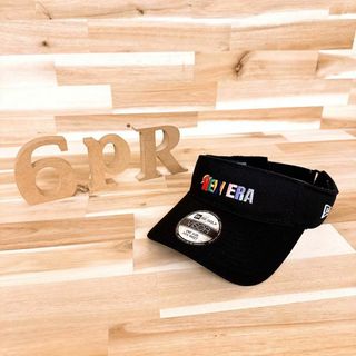 ニューエラー(NEW ERA)のレア【ニューエラ×ワンピース】限定コラボ カラフル ロゴ サンバイザー ゴルフ黒(ウエア)