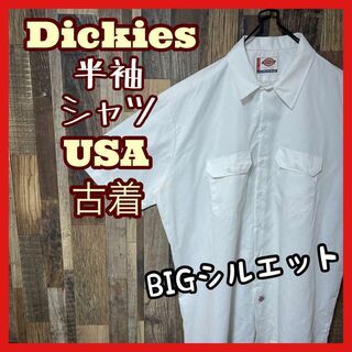 ディッキーズ(Dickies)のディッキーズ ワーク ホワイト メンズ 2XL シャツ USA古着 90s 半袖(シャツ)