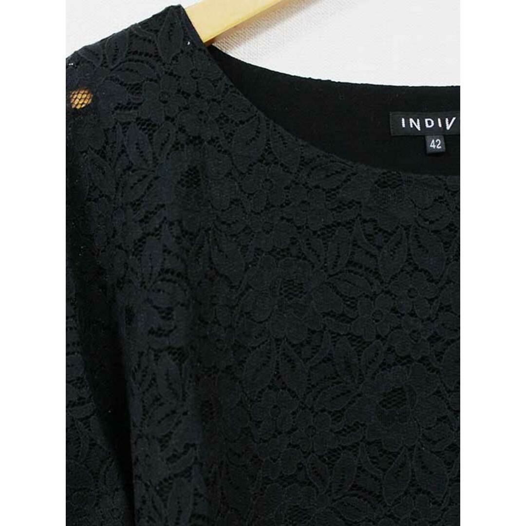 INDIVI(インディヴィ)の【夏物 新入荷】☆INDIVI/インディヴィ☆レースレイヤードカットソー/カットソー/Tシャツ/半袖/ドルマン ブラック/黒 レディース 42【中古】夏 814042 レディースのトップス(Tシャツ(半袖/袖なし))の商品写真