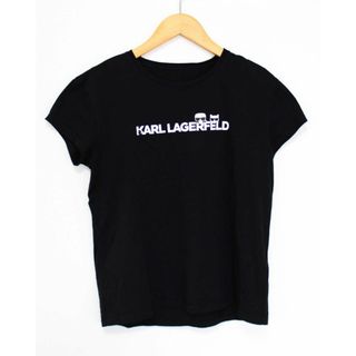 Karl Lagerfeld - 【夏物 新入荷】●KARLLAGERFELD/カールラガーフェルド●プリントTシャツ/カットソー/半袖/クルーネック ブラック/黒 レディース 【中古】夏 814042