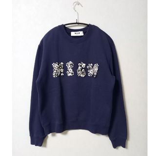 MSGM - MSGM  3Dフラワーロゴスウェット  ネイビー