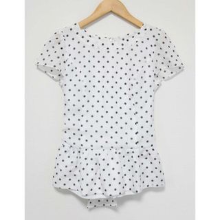 ジャスグリッティー(JUSGLITTY)の【夏物 新入荷】●JUSGLITTY/ジャスグリッティー●ドットブラウスプルオーバー/ラウンドネック/半袖 ホワイト×ブラック/白×黒 レディース 2【中古】夏 814042(シャツ/ブラウス(半袖/袖なし))