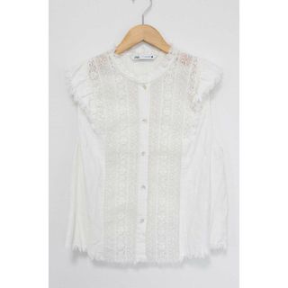 ザラ(ZARA)の【夏物 新入荷】●ZARA/ザラ●レースブラウス/ハイネック/ノースリーブ ホワイト/白 レディース M【中古】夏 814042(シャツ/ブラウス(半袖/袖なし))