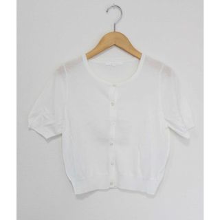 アナイ(ANAYI)の【夏物 新入荷】●ANAYI/アナイ●コットンカーディガン/クルーネック/半袖 ホワイト/白 レディース 38【中古】夏 814042(カーディガン)