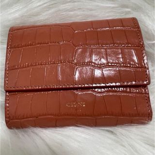 セリーヌ(celine)の⭐️激レア⭐️CELINEセリーヌ 三つ折り財布 クロコ型押し サーモンピンク(財布)