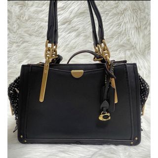 コーチ(COACH)の⭐️極美品coach87998 2wayショルダー付き本革ハンドバッグ ブラック(ハンドバッグ)