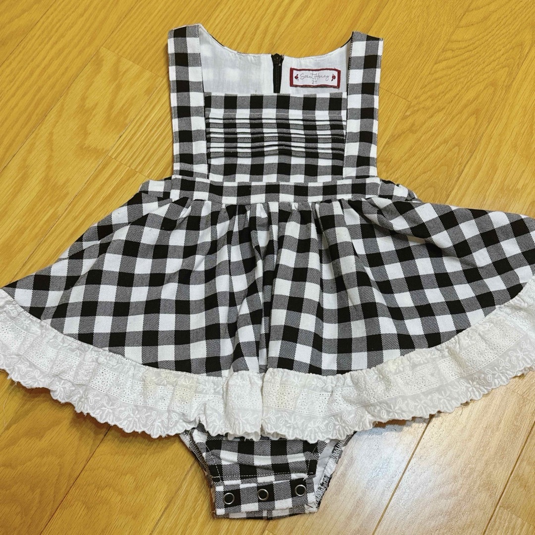 sweet honey チェックエプロンワンピース　スイハニ　18M キッズ/ベビー/マタニティのキッズ服女の子用(90cm~)(スカート)の商品写真