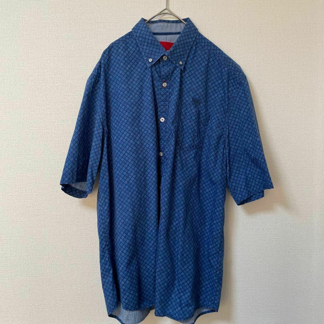 90s 古着 ノーブランド BDシャツ XL 総柄 小花柄 ゆるだぼ メンズのトップス(Tシャツ/カットソー(半袖/袖なし))の商品写真
