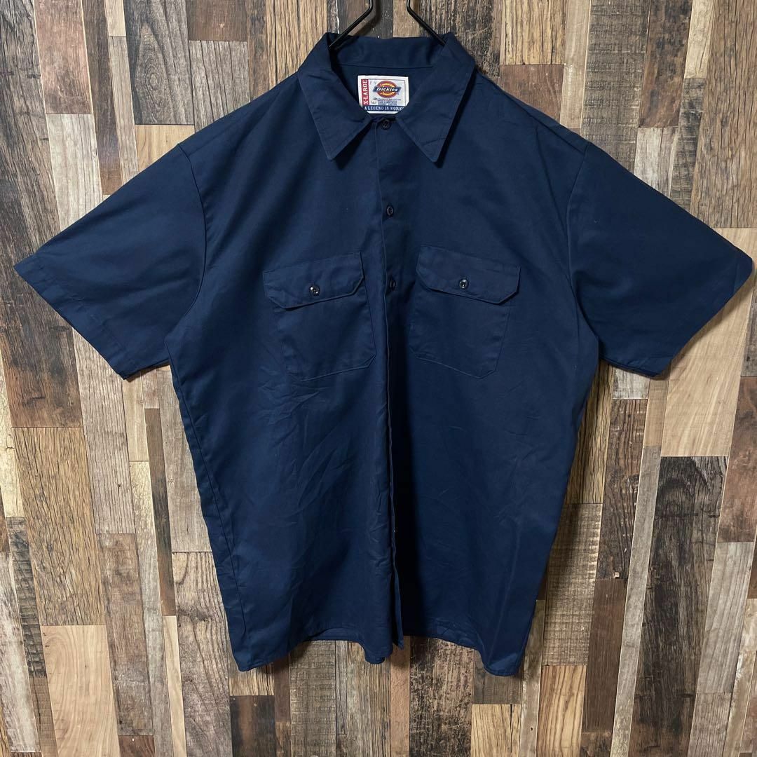 Dickies(ディッキーズ)のディッキーズ 無地 ワーク メンズ ネイビー XL シャツ USA古着 半袖 メンズのトップス(シャツ)の商品写真