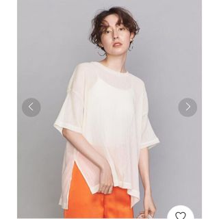 ビューティアンドユースユナイテッドアローズ(BEAUTY&YOUTH UNITED ARROWS)のシアークレープショートスリーブカットソー　ホワイト(カットソー(半袖/袖なし))