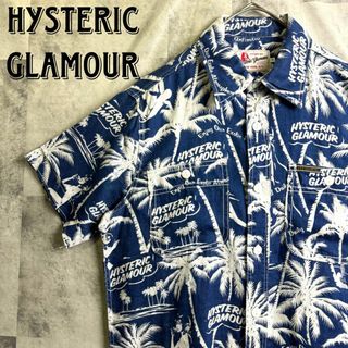 ヒステリックグラマー(HYSTERIC GLAMOUR)の希少 美品 ヒステリックグラマー アロハシャツ ガールロゴ 総柄 ブルー S(シャツ)