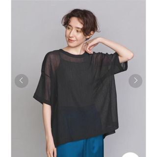 ビューティアンドユースユナイテッドアローズ(BEAUTY&YOUTH UNITED ARROWS)のシアークレープショートスリーブカットソー　ブラック(カットソー(半袖/袖なし))