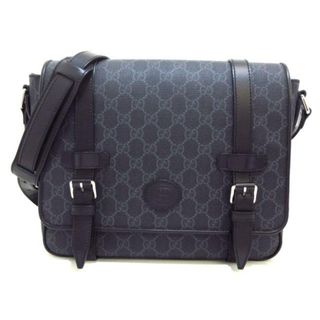 グッチ(Gucci)のGUCCI(グッチ) ショルダーバッグ美品  GGメッセンジャーバッグ 658542 黒 PVC(塩化ビニール)×レザー(ショルダーバッグ)