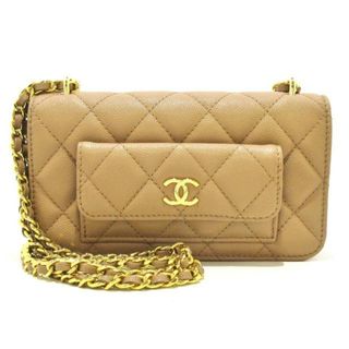 シャネル(CHANEL)のCHANEL(シャネル) 財布美品  マトラッセ AP3465 ベージュ チェーンウォレット・フォンケース/ゴールド金具 キャビアスキン(財布)