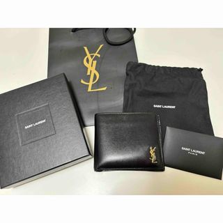 Yves Saint Laurent - サンローラン　二つ折り財布　タイニーカサンドラ　YSL ゴールド金具　黒