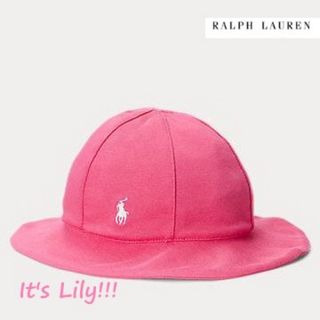 ラルフローレン(Ralph Lauren)の24m 48cm  ラルフローレン  ピンク　ハット　白ポニー(帽子)