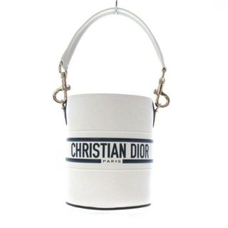 クリスチャンディオール(Christian Dior)のDIOR/ChristianDior(ディオール/クリスチャンディオール) ハンドバッグ ヴァイブ バケット 白×ダークネイビー 巾着 レザー(ハンドバッグ)
