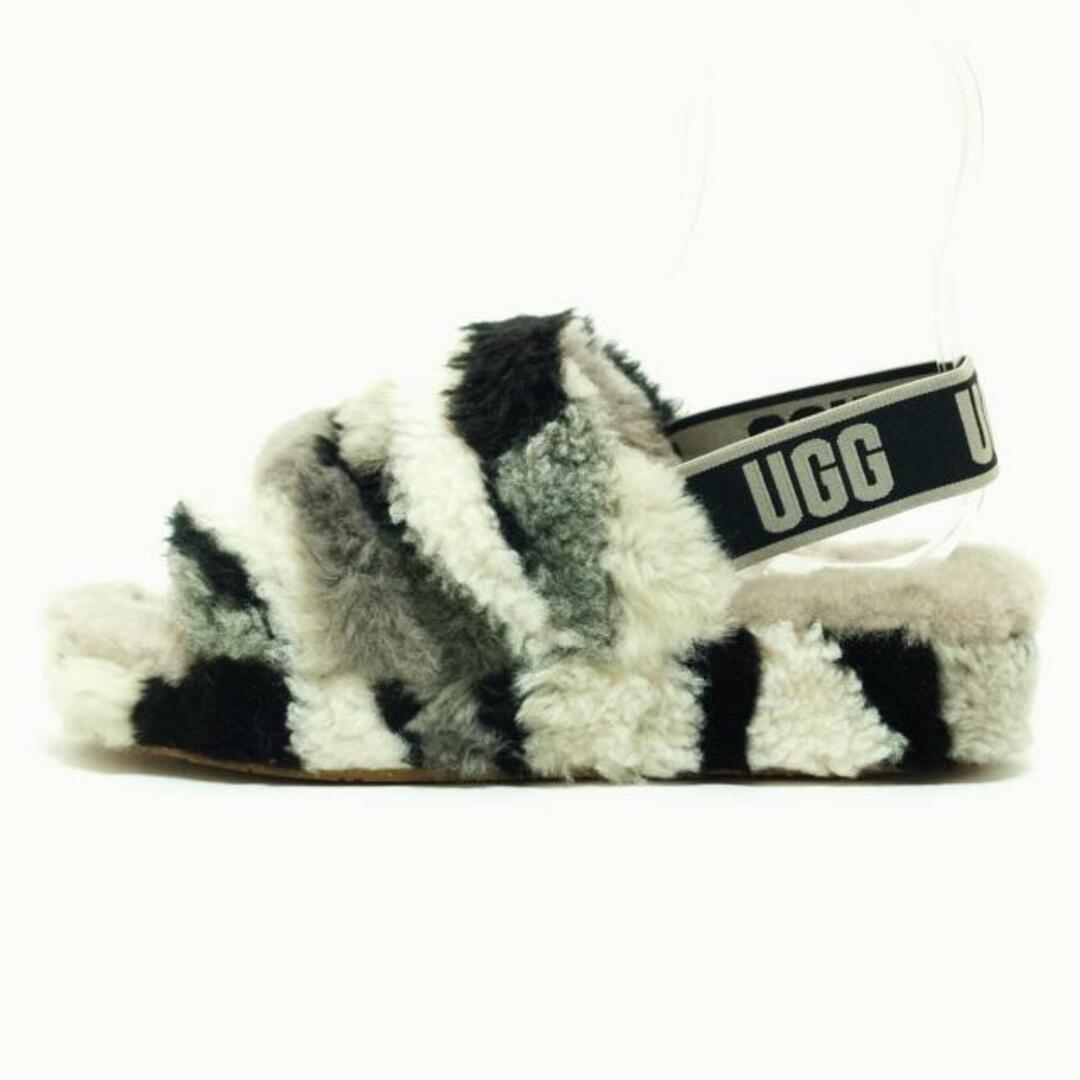 UGG(アグ)のUGG(アグ) サンダル JAPAN 24 レディース - 白×黒×グレー ムートン レディースの靴/シューズ(サンダル)の商品写真