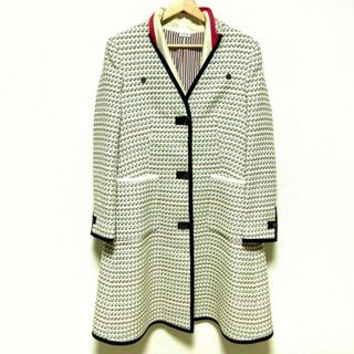 トムブラウン(THOM BROWNE)のTHOM BROWNE(トムブラウン) コート サイズ44 L レディース - 白×グレー×マルチ 長袖/ツイード/春/秋(その他)