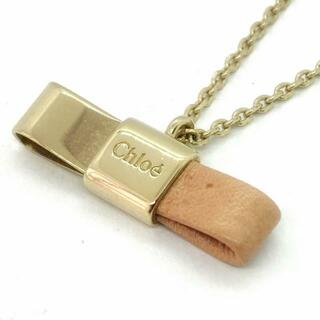 Chloe(クロエ) ネックレス - 金属素材×レザー ゴールド×ライトブラウン リボン