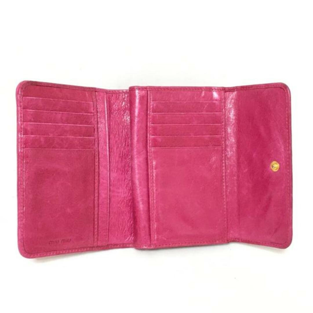 miumiu(ミュウミュウ)のmiumiu(ミュウミュウ) 3つ折り財布 - 5ML225 ピンク リボン/L字ファスナー レザー レディースのファッション小物(財布)の商品写真