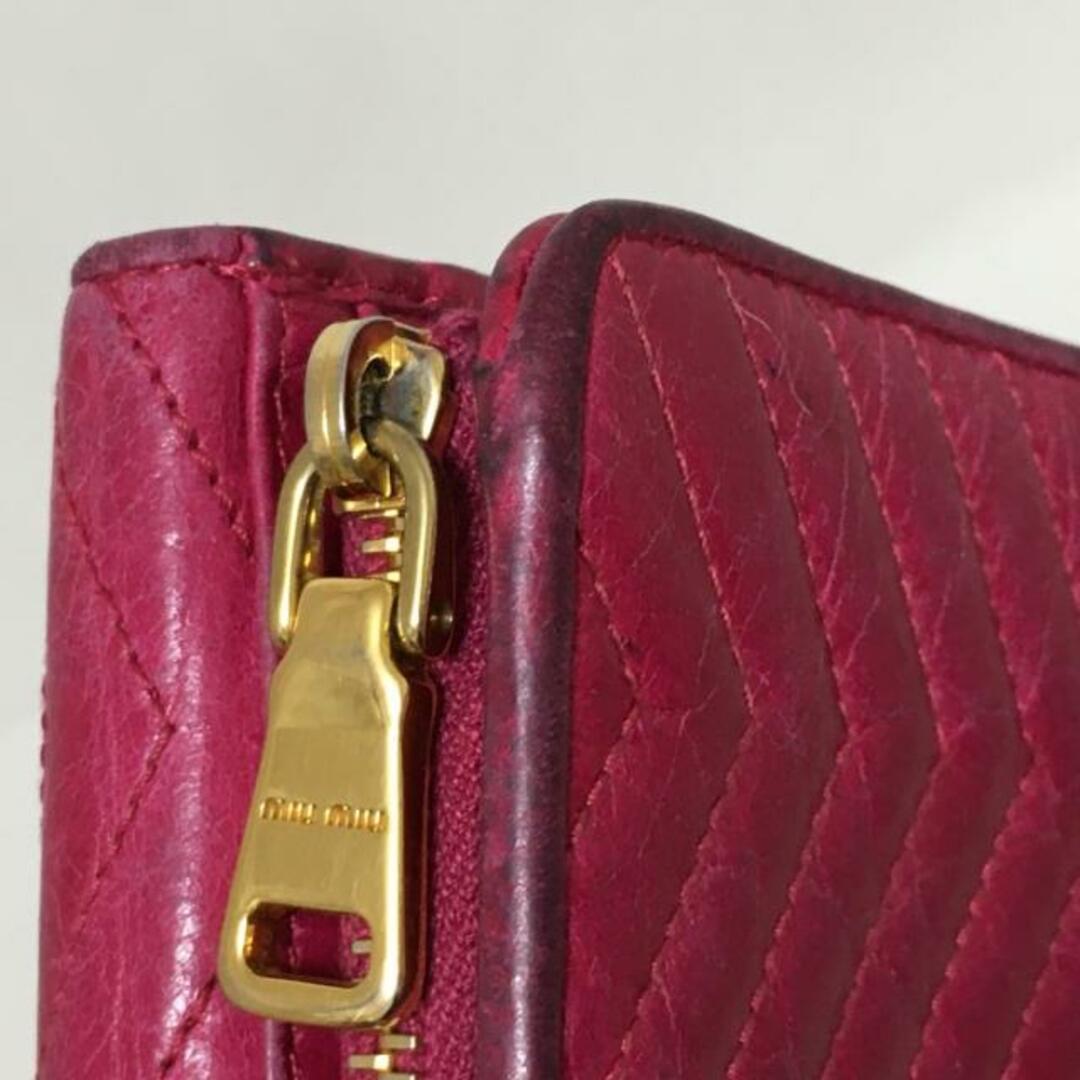 miumiu(ミュウミュウ)のmiumiu(ミュウミュウ) 3つ折り財布 - 5ML225 ピンク リボン/L字ファスナー レザー レディースのファッション小物(財布)の商品写真