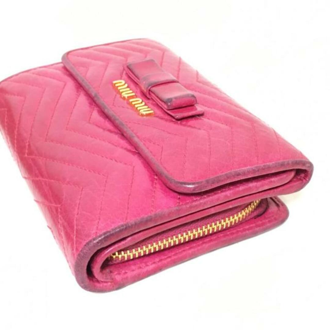 miumiu - miumiu(ミュウミュウ) 3つ折り財布 - 5ML225 ピンク リボン/L