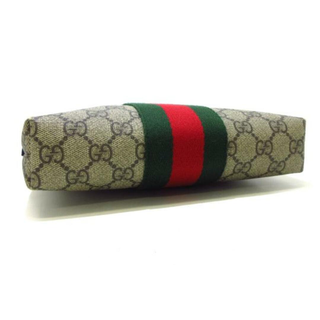 Gucci(グッチ)のGUCCI(グッチ) ショルダーバッグ レディース美品  ウェブ GGスプリーム フラット メッセンジャーバッグ 471454 ベージュ×黒 PVC(塩化ビニール)×レザー レディースのバッグ(ショルダーバッグ)の商品写真