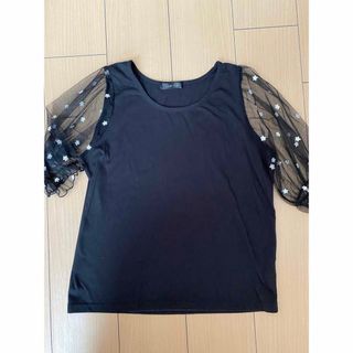 ブラックお袖可愛いカットソー(Tシャツ(半袖/袖なし))