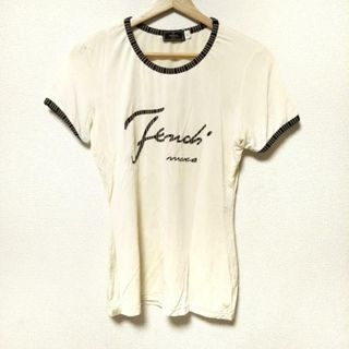 フェンディ(FENDI)のFENDI(フェンディ) 半袖Tシャツ サイズ44 L レディース美品  - アイボリー×ダークブラウン×ベージュ クルーネック(Tシャツ(半袖/袖なし))