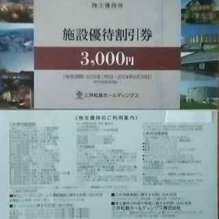 三井松島ホールディングス 株主優待券 6,000円分 (3,000円券×2枚)(宿泊券)