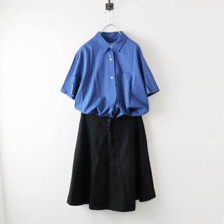 マーガレットハウエル(MARGARET HOWELL)のマーガレットハウエル MARGARET HOWELL 2022SS WASHED COTTON 半袖プルオーバーシャツ 2/ブルー+スカート セット売り【2400013837392】(シャツ/ブラウス(半袖/袖なし))