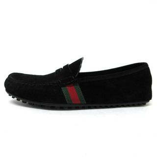 グッチ(Gucci)のGUCCI(グッチ) ドライビングシューズ 9 メンズ - 566294 黒×グリーン×レッド シェリー(ウェブ) スエード(その他)