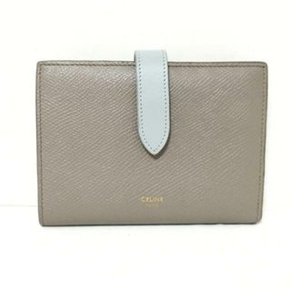 celine - CELINE(セリーヌ) 2つ折り財布 ミディアム ストラップウォレット グレーベージュ×ライトグレー レザー