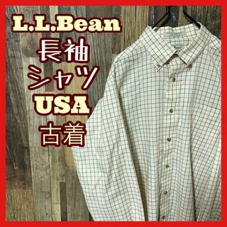 エルエルビーン(L.L.Bean)のエルエルビーン ボタンダウン チェック イエロー メンズ M シャツ 古着 長袖(シャツ)