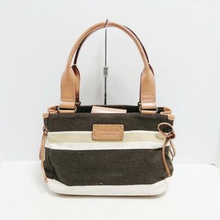 ケイトスペードニューヨーク(kate spade new york)のKate spade(ケイトスペード) トートバッグ - ダークブラウン×アイボリー×マルチ ボーダー キャンバス×レザー(トートバッグ)