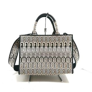 フルラ(Furla)のFURLA(フルラ) トートバッグ - ベージュ×黒×マルチ ジャガード×レザー(トートバッグ)