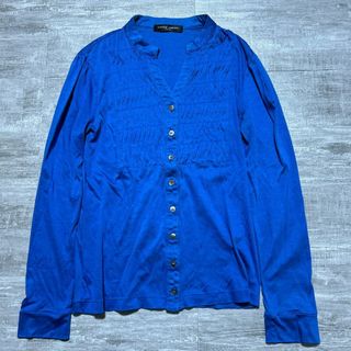 ユナイテッドアローズ(UNITED ARROWS)の日本製 ユナイテッドアローズ コットン/レーヨン スキッパーシャツ ニット 青(シャツ/ブラウス(長袖/七分))