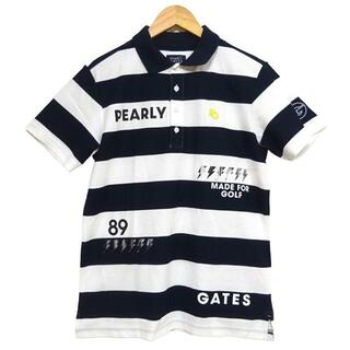 パーリーゲイツ(PEARLY GATES)のPEARLY GATES(パーリーゲイツ) 半袖ポロシャツ サイズ5 XL メンズ美品  - 白×黒×イエロー ボーダー(ポロシャツ)