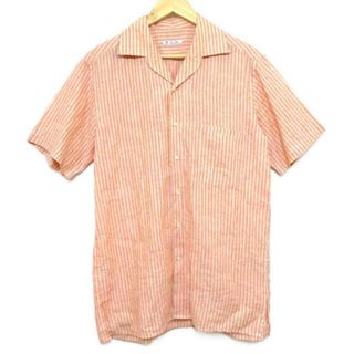 ロロピアーナ(LORO PIANA)のLoro Piana(ロロピアーナ) 半袖シャツ サイズM メンズ美品  - ピンク×ライトグレー×ブルー 麻/ストライプ(シャツ)